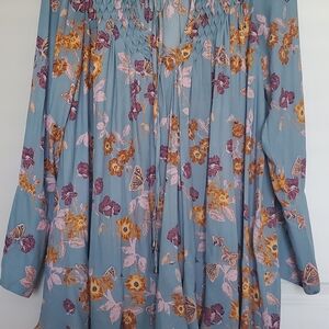 Free People Floral Tunic in Blue and Purple